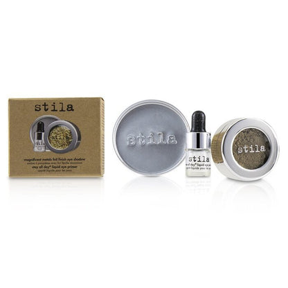 Stila Magnificent Metals Foil Finish Eye Shadow With Mini Stay All Day Liquid Eye Primer - Vintage Black Gold 2pcs