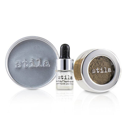 Stila Magnificent Metals Foil Finish Eye Shadow With Mini Stay All Day Liquid Eye Primer - Vintage Black Gold 2pcs