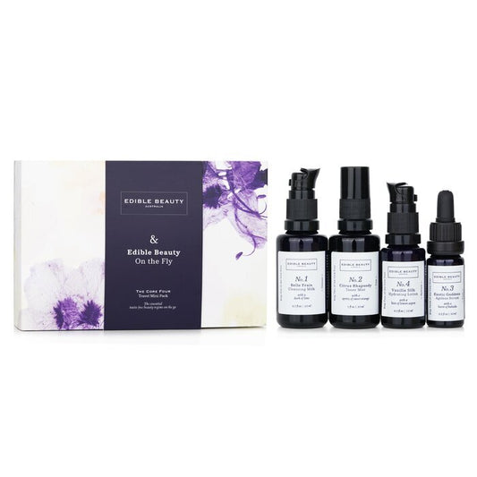 & Edible Beauty On The Fly Travel Mini Kit: Cleansing Milk 15ml+ Toner Mist 30ml+ Ageless Serum 10ml+ Hydrating Lotion 15ml 4pcs