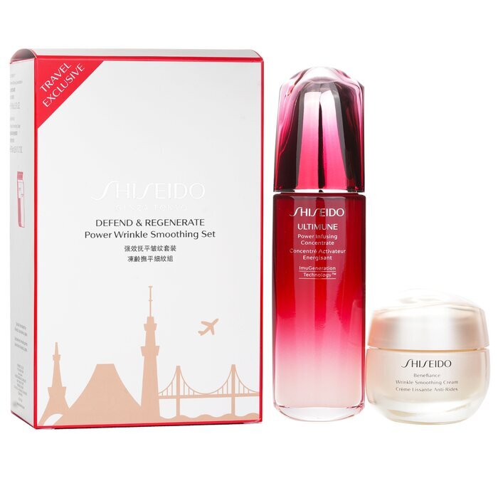 Shiseido Defend & Regenerate Power Wrinkle Smoothing Set: Ultimune Power Infusing Concentrate N 100ml + Benefiance Wrinkle Smoothing Cream 50ml 2pcs