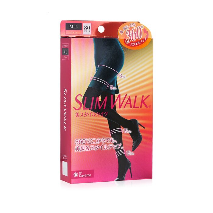 SlimWalk Compression Tights, Stepped Pressure Design - # Black (Size: M-L) 1pair