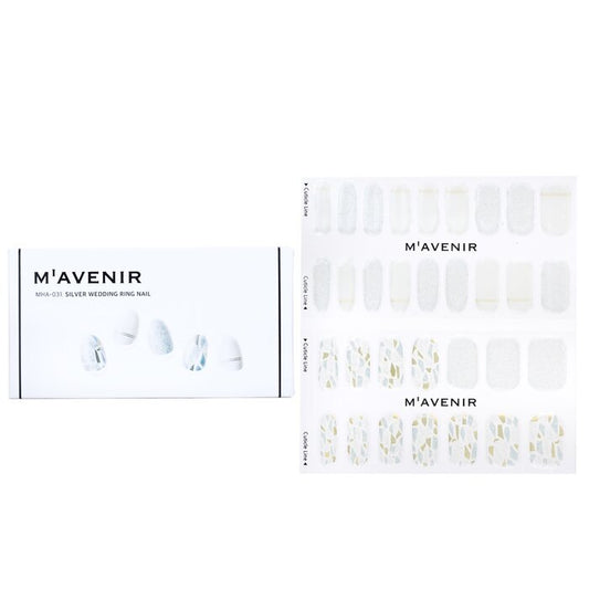 Mavenir Nail Sticker (White) - # Silver Wedding Ring Nail 32pcs