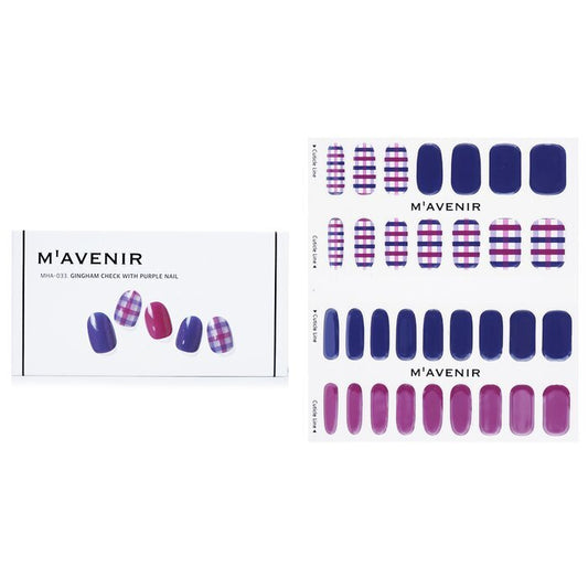 Mavenir Nail Sticker (Patterned) - # Gingham Check With Purple Nail 32pcs