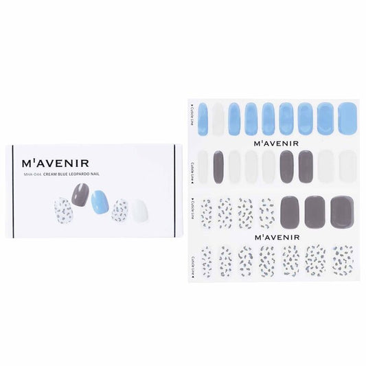 Mavenir Nail Sticker (Patterned) - # Cream Blue Leopardo Nail 32pcs