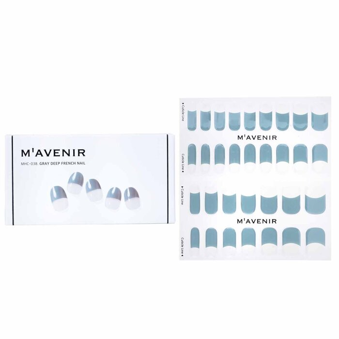 Mavenir Nail Sticker (Blue) - # Gray Deep French Nail 32pcs