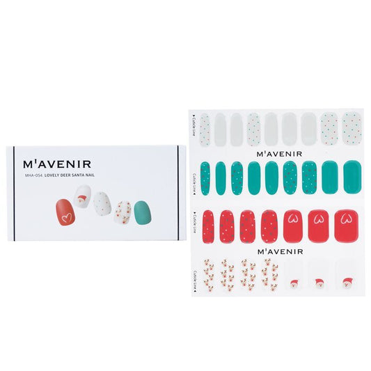 Mavenir Nail Sticker (Assorted Colour) - # Lovely Deer Santa Nail 32pcs