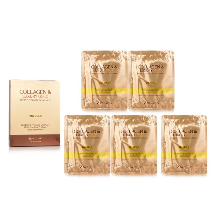 3W Clinic Collagen & Luxury Gold Energy Hydrogel Facial Mask 30g x 5pcs