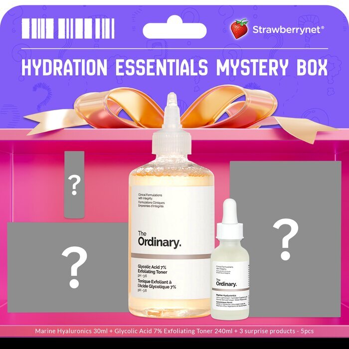 The Ordinary [Hydration Essentials Mystery Box] Marine Hyaluronics 30ml + Glycolic Acid 7% Exfoliating Tone 240ml + 3 surprise products - 5pcs 5pcs